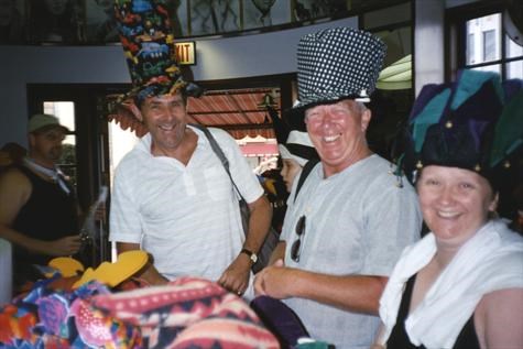 John, Helen and Dave - funny hats Florida 1996