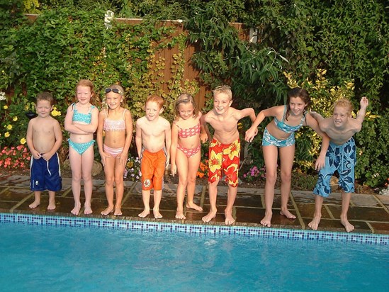 Grandchildren ready for action in the pool