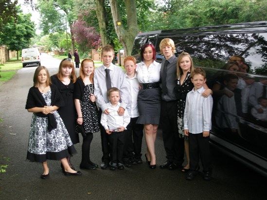 03 June 2008 - grandchildren about to get in the Hummer Limousine to go to John's funeral