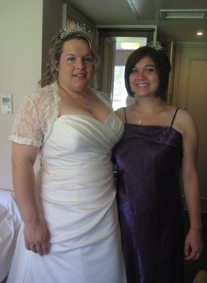 me and my little sister getting ready. carole was running to time which hardly every happened
