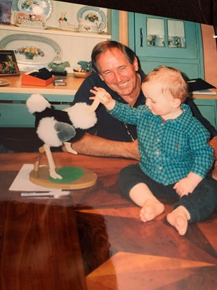 Love this photo of Matt, Bill  and dancing ostrich- been in my kitchen for 18 years!
