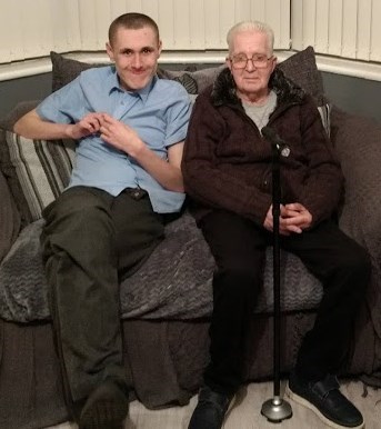 My grandson Kyle, with his Granddad Malcolm.
