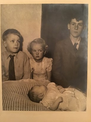 Mick with his brother Alan and cousins Elaine and Rita 