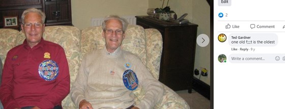 My last photo of Uncle Ted, almost 10 years ago. Note the funny quip in his facebook comment. Thats what I remember him for! Cheeky little comments xx