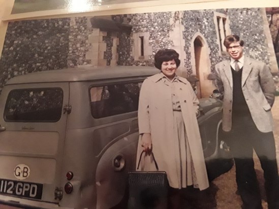 1960's, London, Peter's first car,  with Celia from Texas