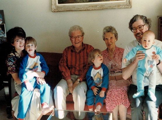 1989, Ancaster, Ontario, Canada, with Mary Fleming, Michael, David & baby Alexandra, & Hugh & Margery Ford