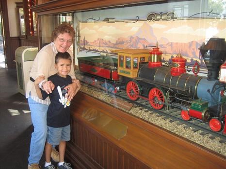 G'ma and Jonah check out the train!