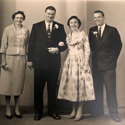 Wedding day: Josie with husband Bert, sister Margaret and best man. 