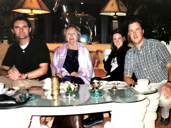 Mum in Dubai, with Gail, Rob and David.