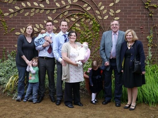 The family together as Kaths leaf is put on the Tree of Hope - 2012