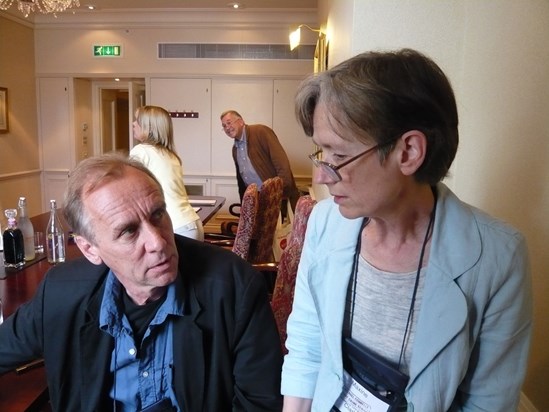 Maxine with crime writer Hakan Nesser at Crime Fest