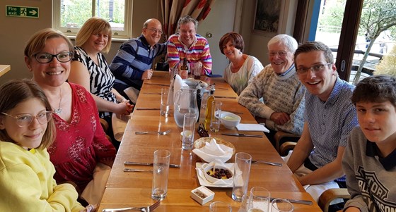 The whole family with Steven in London Street Brasserie in 2019 to celebrate his 54th birthday. 7 months prior to ending up in Bridgend ICU with Pancreatitis