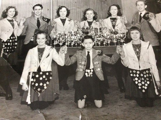 1951, Dad with his fellow dancers on a tour of England. Dad was an amazingly talented Irish dancer. So so proud of you. Shame I was not a good pupil and did not have your talent.