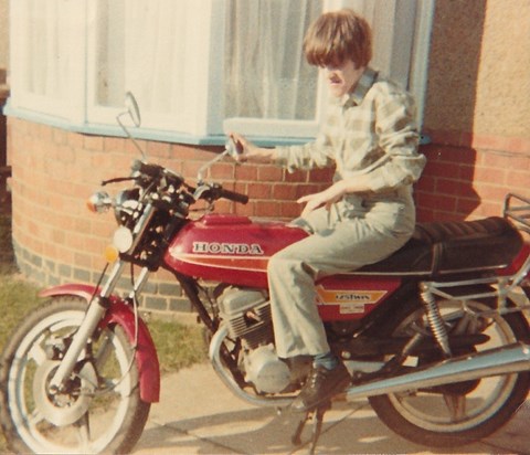 circa 1978 On his dad's motorbike