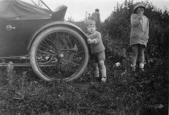 July 1927, 14 months old with sister Kathleen.
