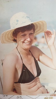 Mum on Weymouth beach x