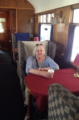 Mum on the Pickering train; we had a lovely coach trip to Durham, Scarborough and Whitby