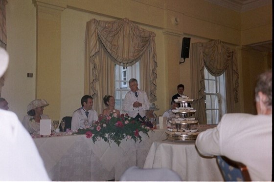 Giving his father of the bride speech at Kate and Steve's wedding