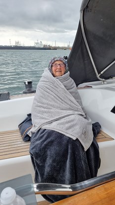 Wrapped up on board Ivory off Hamble May 22