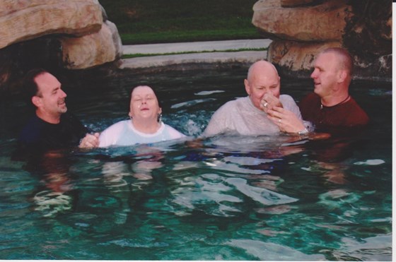 Jeneene and Bud being baptized!