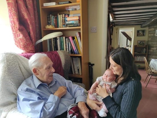 Meeting great granddaughter Lyra for the first time. June 2021