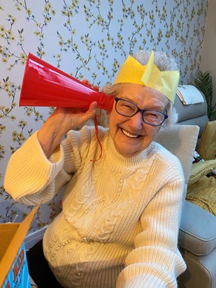 Christmas Day 2023- every year we give out ‘After dinner presents’ which are typically joke presents relevant to each person. Nanny’s present this year was an ear trumpet which she found highly amusing!