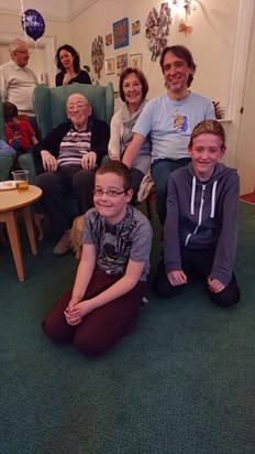 2015 Dad with Mum, Mike, grandsons Jake and Max 