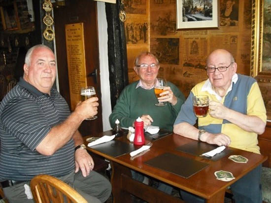 Down the pub with mates John and Peter