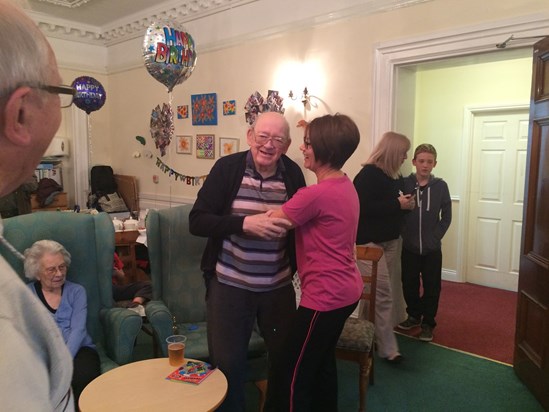Leanne and David having a dance on his birthday