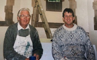 Me and Dad painting at Broad Campden Church.