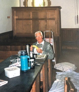 Me and Dad painting at Broad Campden Church.