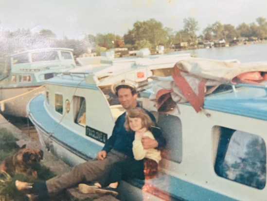 Dad and me on a family holiday in the Norfolk Broads- dad was our captain ♥️
