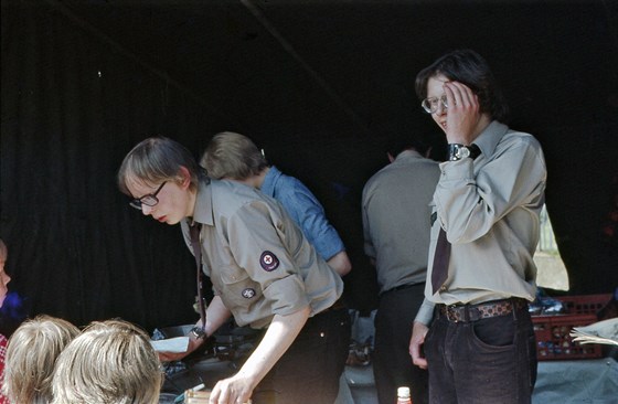 Scout Fete serving hot dogs and burgers 1979 