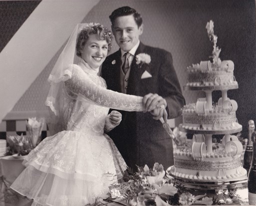 Malcolm & Novia on their Wedding day, happily married for 65 years 