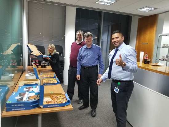 Late night in the office - must be time for pizza