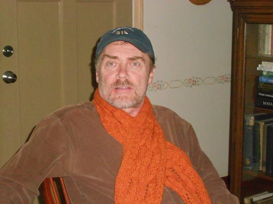 a scarf for Rob knitted by someone who loves him very much.