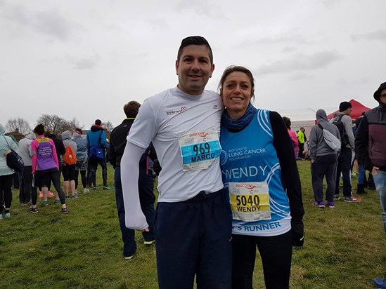 Marco and Wendy having completed Cambridge Half- Marathon