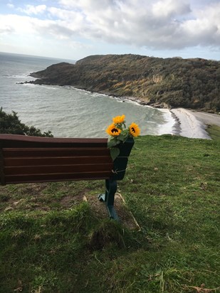 Pwll Du, your favourite beach and what a view we have from your bench.
