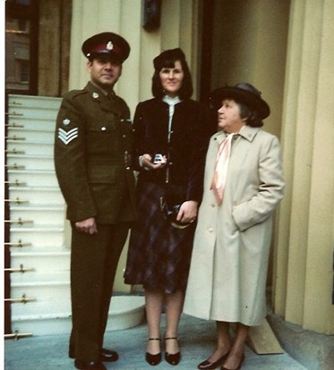 Receiving the Military Medal at Buckingham Palace