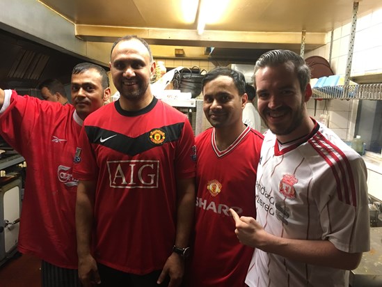 Even Lady Chef was made to wear a Liverpool shirt along with Nicholas the things we do.