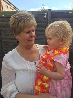 Christine and her youngest Grandaughter 4th August 2017 at her daughter's Tania's, 40th Birthday