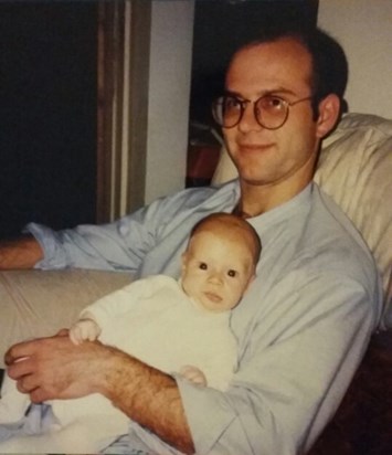 September 1998, Rob with our first child, Harry Trotman