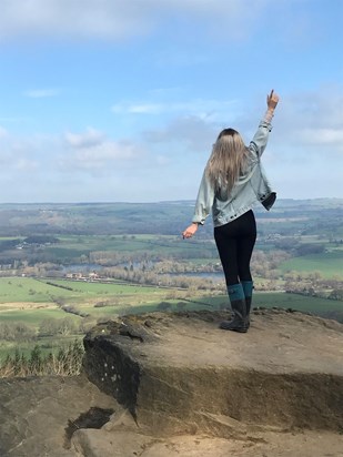 Find a rock with a view and reach for the sky. Otley Chevin ❤️
