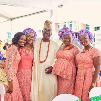 Daddy with some of his daughters at Gbenga's (jnr) traditional wedding