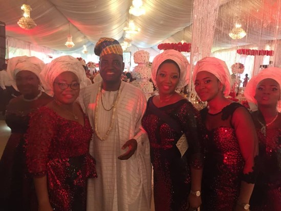 Daddy and his daughters at Gbenga's wedding