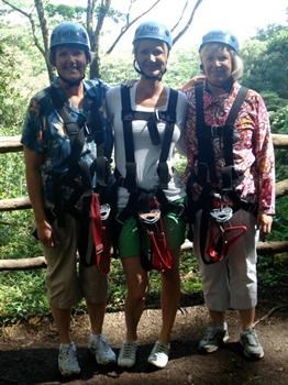 Zip Lining with Kira and Sue in Hawaii, June 2009