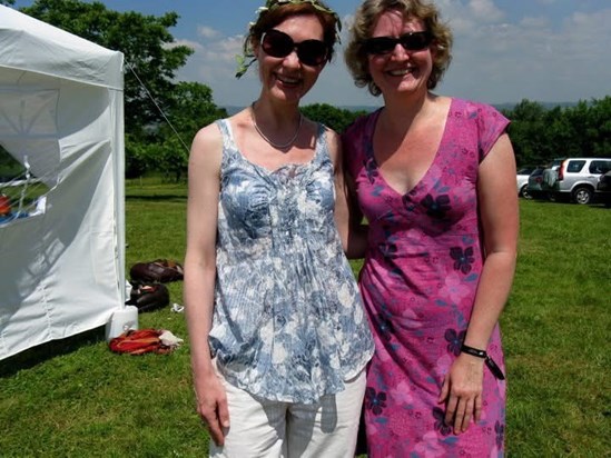 Next to the Glastonbury festival site 2010, with Margaret 