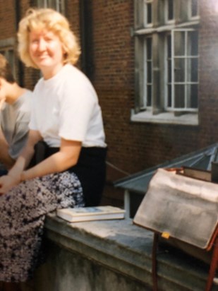 Sarah in the Proms gallery queue in 1996, while visiting Almut in London