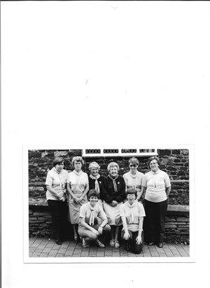 Mollie with the Cumbria Way Backup team 1985