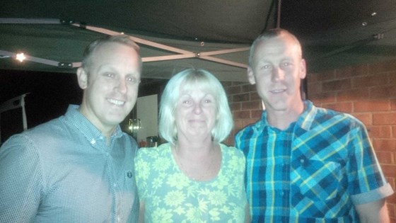 Stephen, Mum and Simon enjoying the hog roast and of course the ales.